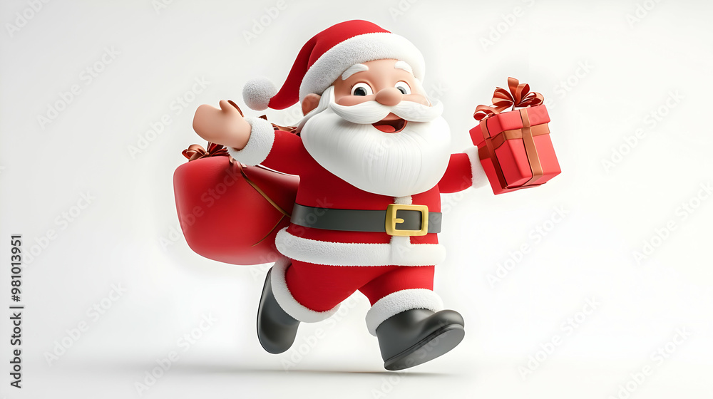 3D Santa Sending Christmas Wishes: Whimsical Scene of Holiday Giving, Perfect for Infographics on White Background 3D Santa Sending Christmas Wishes: Whimsical Scene of Holiday Giving, Perfect for Infographics on White Background