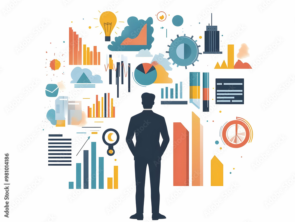 Flat Business Vision for 2025: A Motivational Vision Board Illustration Representing Aspirations and Planning for the New Year Flat Business Vision for 2025: A Motivational Vision Board Illustration Representing Aspirations and Planning for the New Year