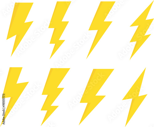 Free Download Set of Electric lightning bolt symbols. Electric vector icons. Group of Bolt lightning sign. Collection Flash icons. Bolt logo.  Flash light sign. Vector illustration - GFXLoad