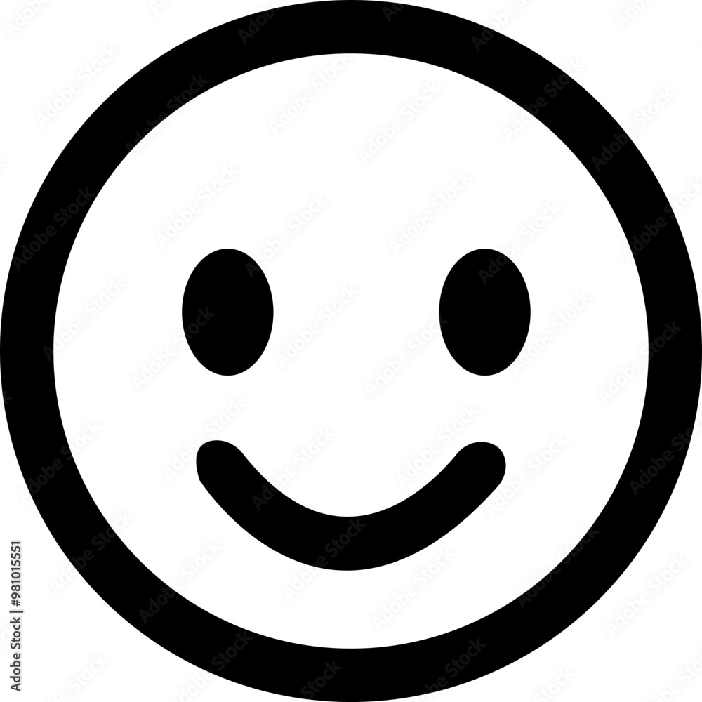Fototapeta premium Happy positive emoji icon. Smiley Face, positive facial expression. Cheerful Face emoticon sign vector