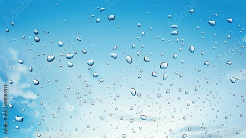 water or rain drops on blue background