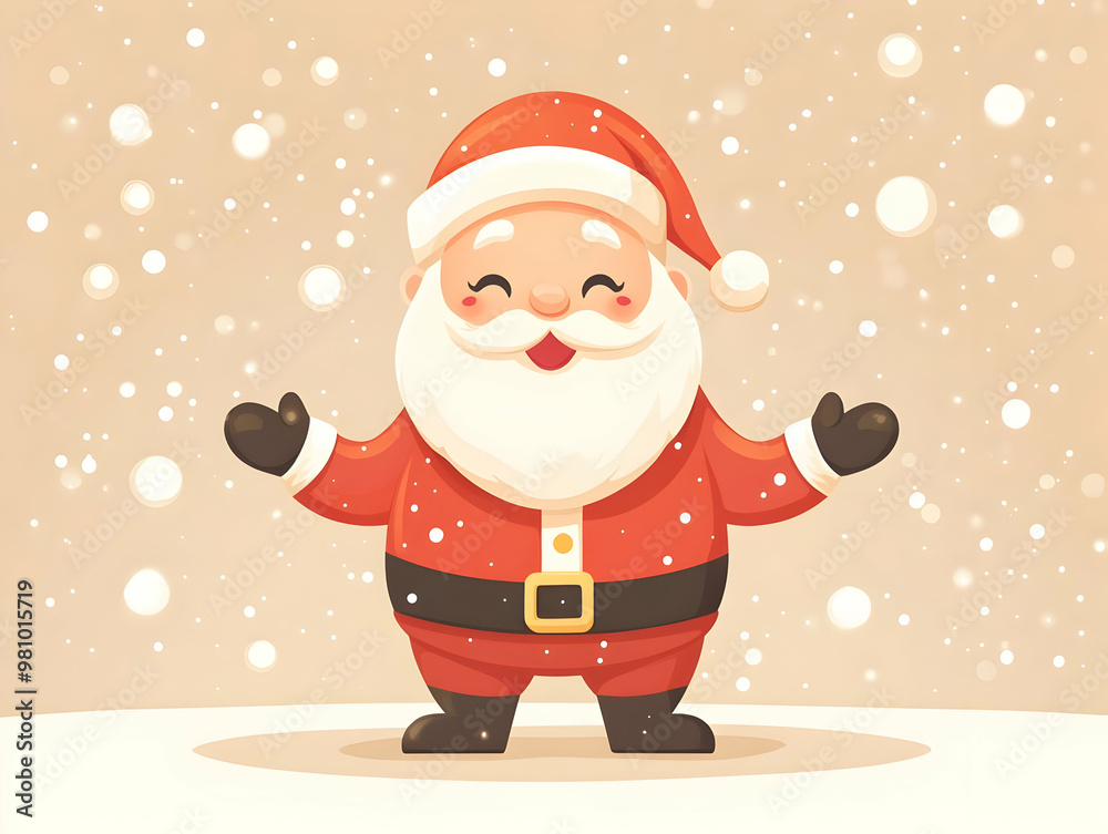Flat Santa Embodying Holiday Spirit Surrounded by Soft Lights and Bokeh - Joyful Demeanor in Vector Illustration Flat Santa Embodying Holiday Spirit Surrounded by Soft Lights and Bokeh - Joyful Demeanor in Vector Illustration