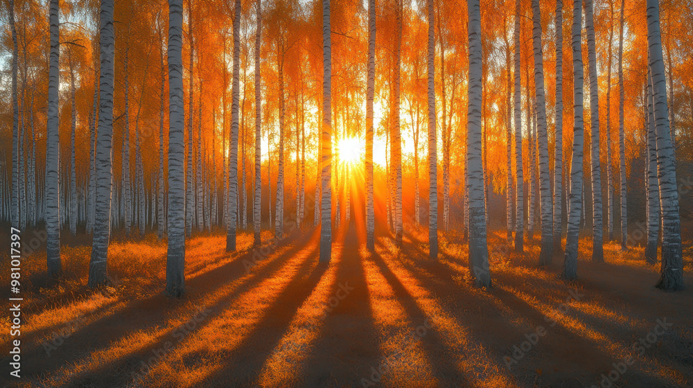 Fototapeta premium Autumn outdoor nature scenery in illustration style