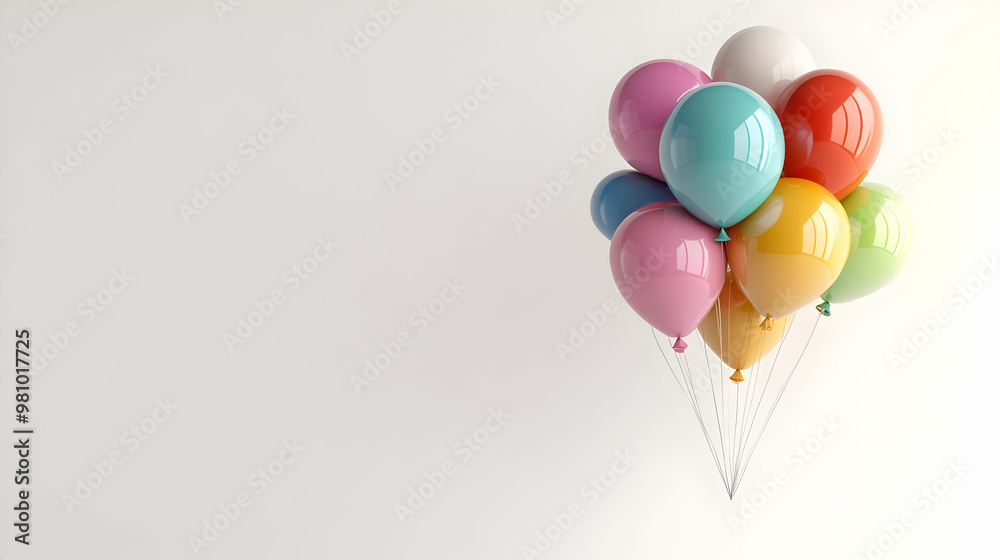 3D Plain White Balloon Mosaic Celebrating Joyful New Year 2025 - Colorful Balloons on Clean Background with Ample Copy Space 3D Plain White Balloon Mosaic Celebrating Joyful New Year 2025 - Colorful Balloons on Clean Background with Ample Copy Space