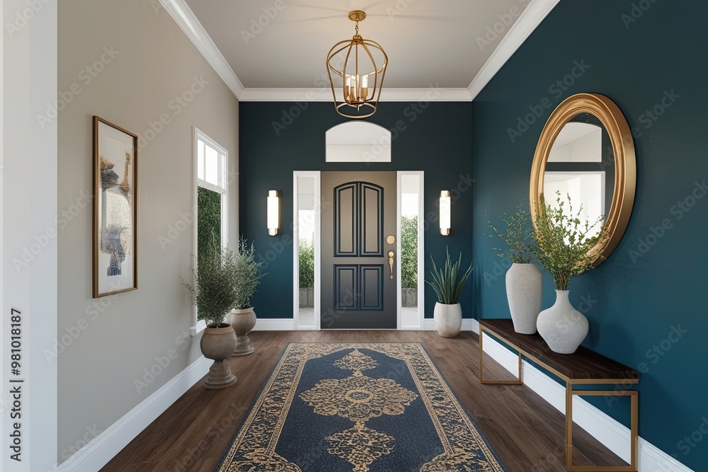 Stunning 3D Mock-Up of Inviting Entryway Interior Design Stock ...