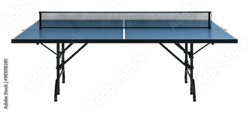 Blue Ping Pong Table With White Net On Transparent Background