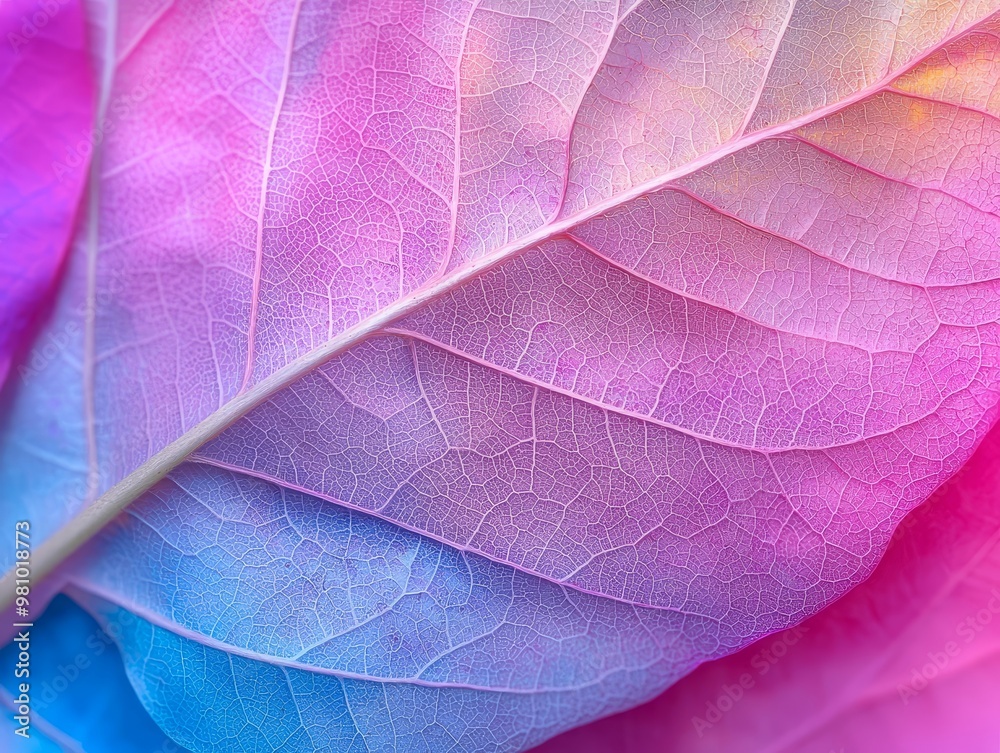 Obraz premium Macro Leaf Textures, close-up, abstract views of leaf veins and textures with vibrant colors