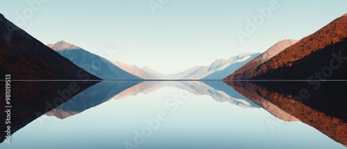 Reflected Mountains Abstract, symmetrical, abstract reflections of mountains on still water photo