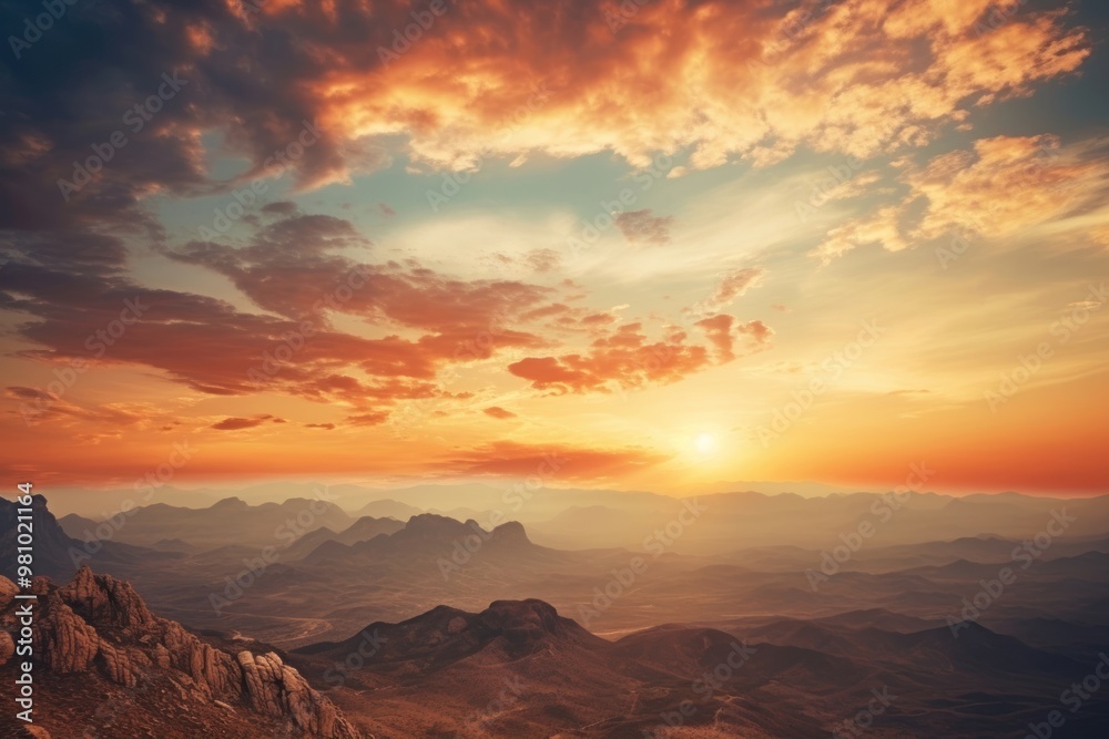 Fototapeta premium Landscape sunset mountain outdoors.