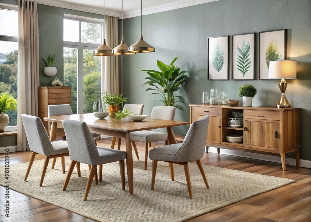 Stylish and budget-friendly dining room furniture featuring a spacious sideboard and matching table with elegant wooden Stylish and budget-friendly dining room furniture featuring a spacious sideboard and matching table with elegant wooden