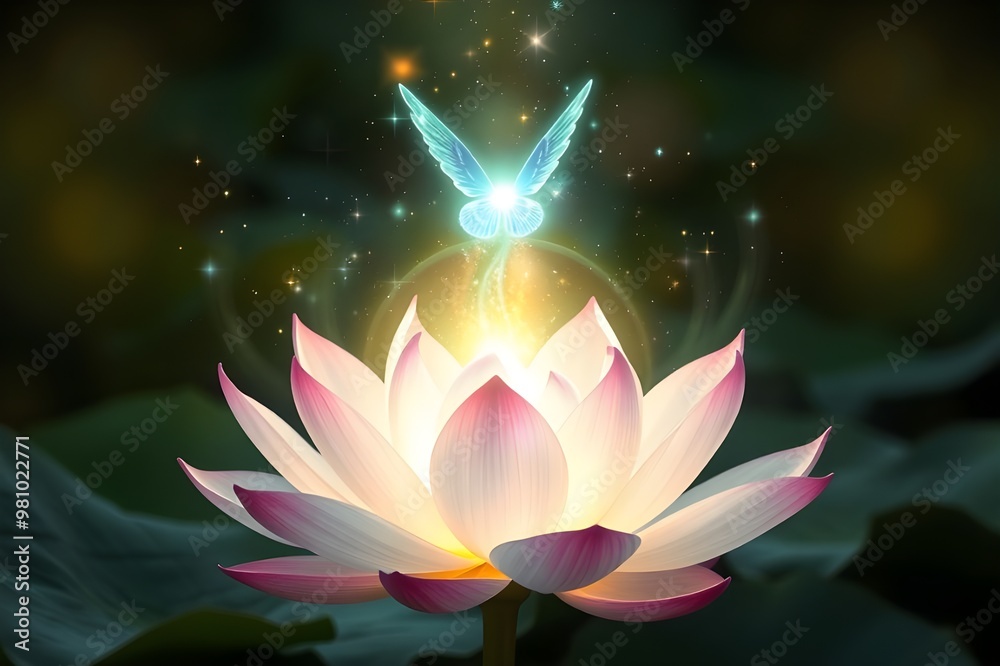 A vibrant pink lotus with a magical appearance. A vibrant pink lotus with a magical appearance.