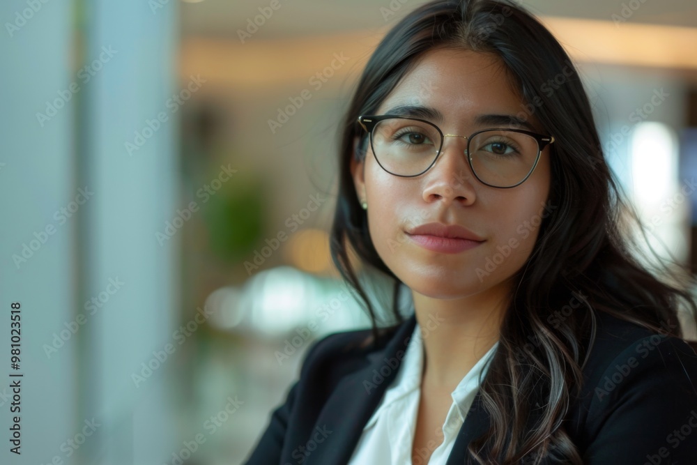 Portrait of a young Hispanic female accountant in office Portrait of a young Hispanic female accountant in office
