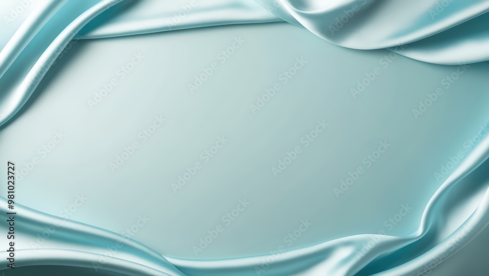 Naklejka premium A turquoise silk fabric with smooth draping, highlighting its luxurious texture and subtle shine.