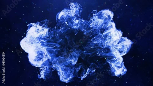blue particle explosion with epic shockwave, seamless looping
