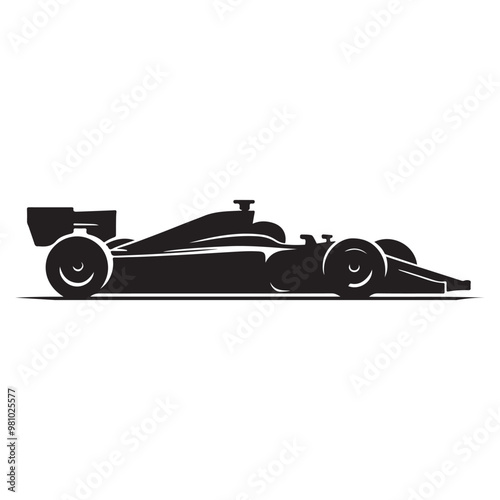 Simple sports car silhouette with white background