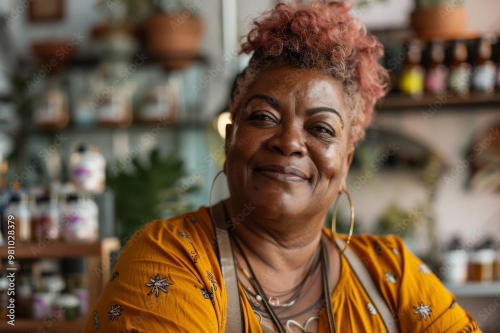 Fototapeta premium Portrait of a smiling black woman small business owner