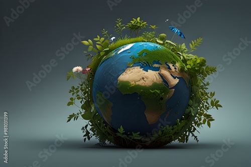 World environment and earth day concept with globe, nature and eco friendly environment. Generative AI