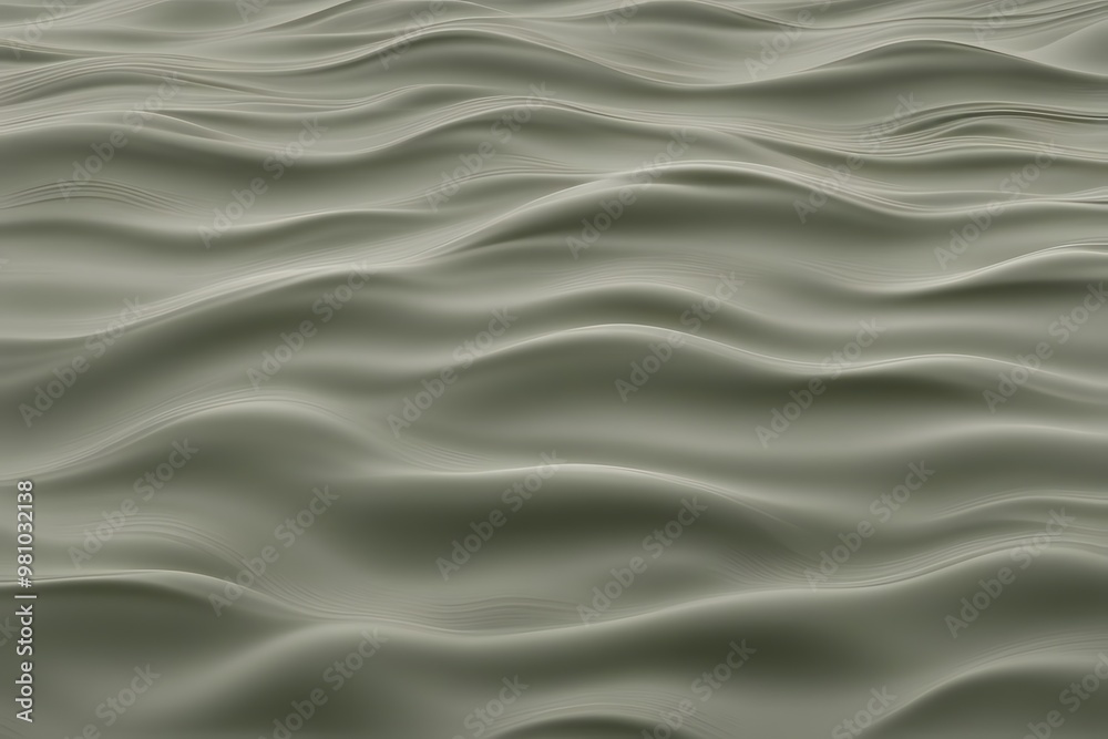 Naklejka premium A muted olive green water ripple background with soft understated wave patterns, AI Generated