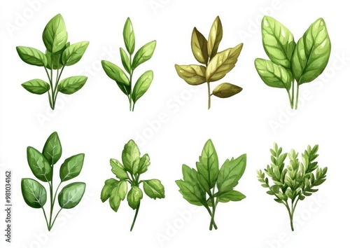 HandDrawn Vintage Herb Collection Featuring Intricate Line Art and Soft Watercolor Accents for Natural and Organic Designs