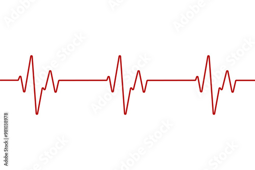 Heart rhythm cardiogram same rhythm, pulse line vector illustration, red pulse line vector, heart wave vector illustration isolated on white background.