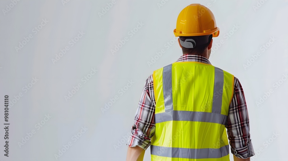 Construction Worker with Yellow Helmet: Safety and Professionalism on Display