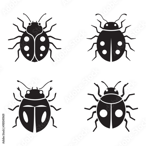 Bedbug silhouette set black color vector illustration