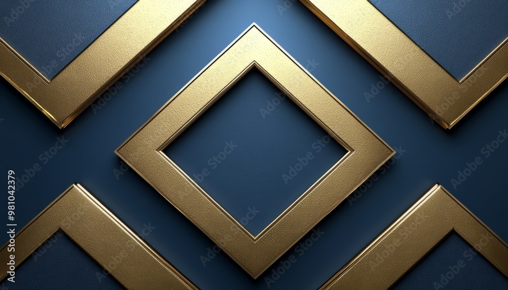 Abstract Geometric Pattern with Golden Frames on a Navy Blue Background Abstract Geometric Pattern with Golden Frames on a Navy Blue Background