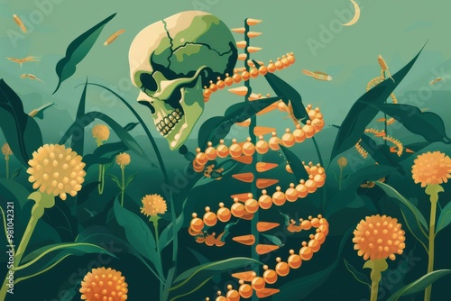 Futuristic GMO concept with advanced genetic modifications .in plants photo