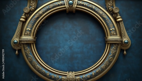 Ornate Gold Frame with Blue Background
