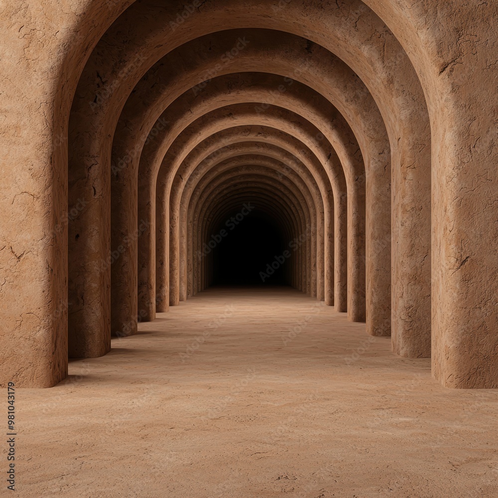 Archway Tunnel with Warm Earth Tones and Shadows Archway Tunnel with Warm Earth Tones and Shadows