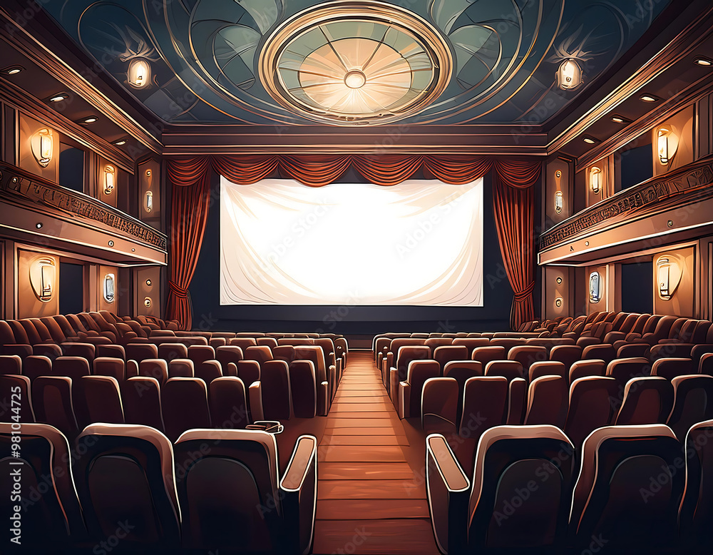 © fotoluigi868 - Cinema screen interior – A digitally created cinema interior with a white screen, symbo_1(81) © fotoluigi868 - Cinema screen interior – A digitally created cinema interior with a white screen, symbo_1(81)
