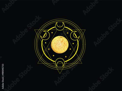 sacred geometry, mystical moon, spiritual