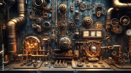 Whimsical Mechanical Widgets and Intricate Steampunk Inspired Industrial Components