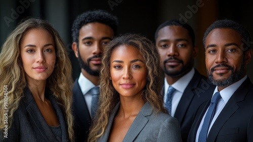 Confident and Powerful: A diverse team of confident and powerful professionals stands together, showcasing their collective strength and determination. Their unified presence radiates ambition, compe