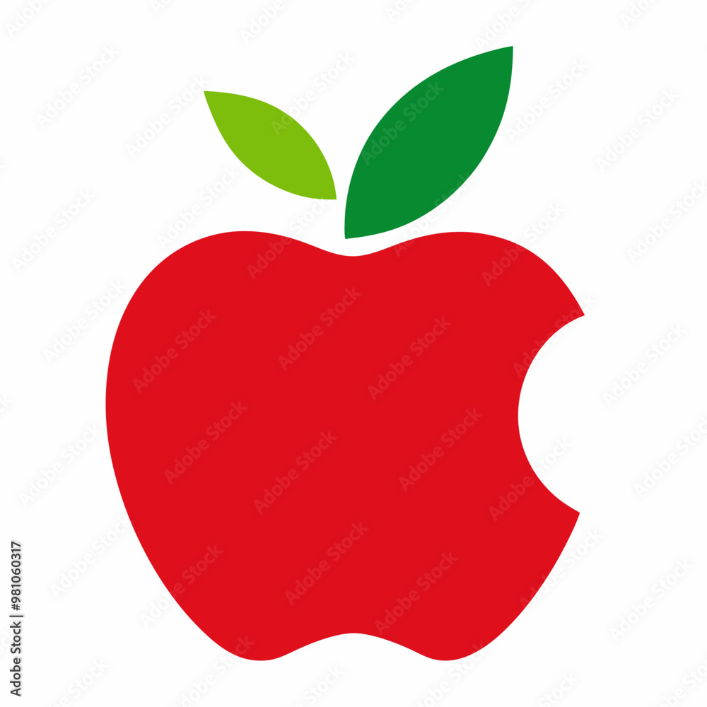 Red apple fruit icon logo isolated on white background. Red apple fruit icon logo isolated on white background.