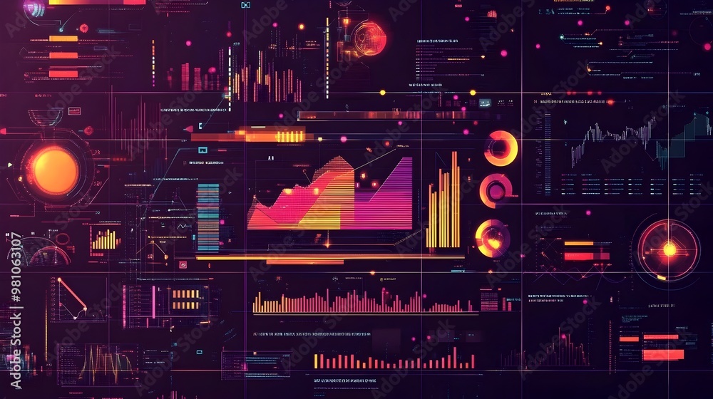 Vibrant Data Visualization and Analytical Infographic Elements with ...