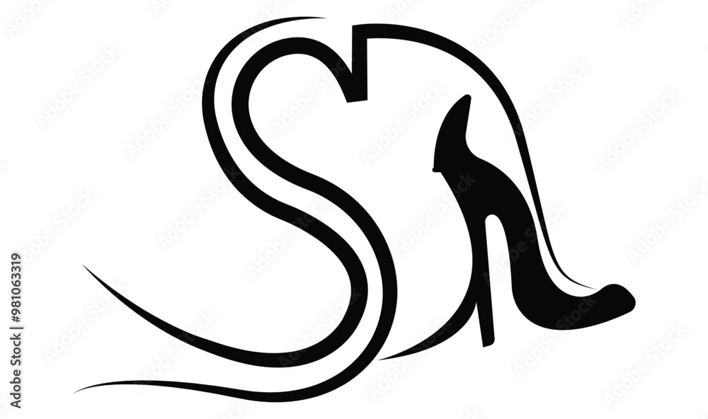 black icon of fashionable women's high heel shoes, sign, logo, vector, silhouette of shoe black icon of fashionable women's high heel shoes, sign, logo, vector, silhouette of shoe