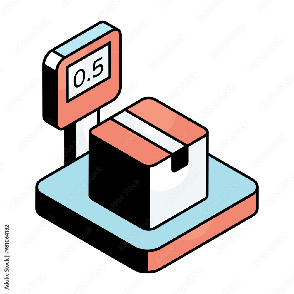 Obraz premium Conceptual flat design icon of parcel weighing