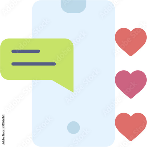 smartphone, chat, heart , love and romance, miscellaneous, valentines day, valentine Icon