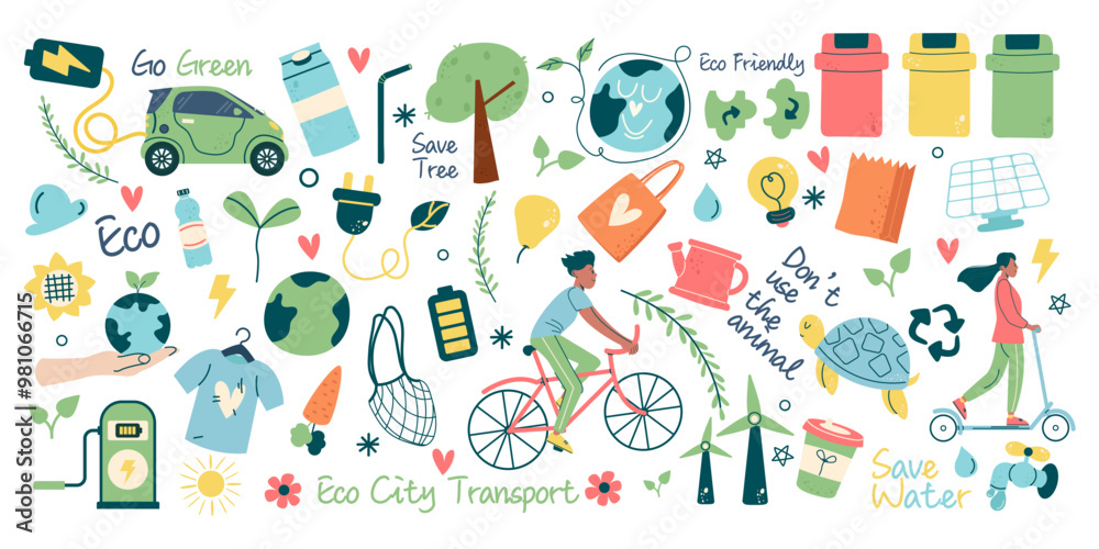 Set ecology, bio elements letterings elements
