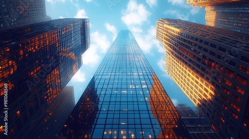Wallpaper Mural Corporate Skyscrapers Under Clear Blue Skies - Perfect for Business Presentations and Marketing Torontodigital.ca