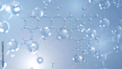 doxorubicin molecular structure 3d, chemotherapy medication, structural chemical formula view from a microscope photo