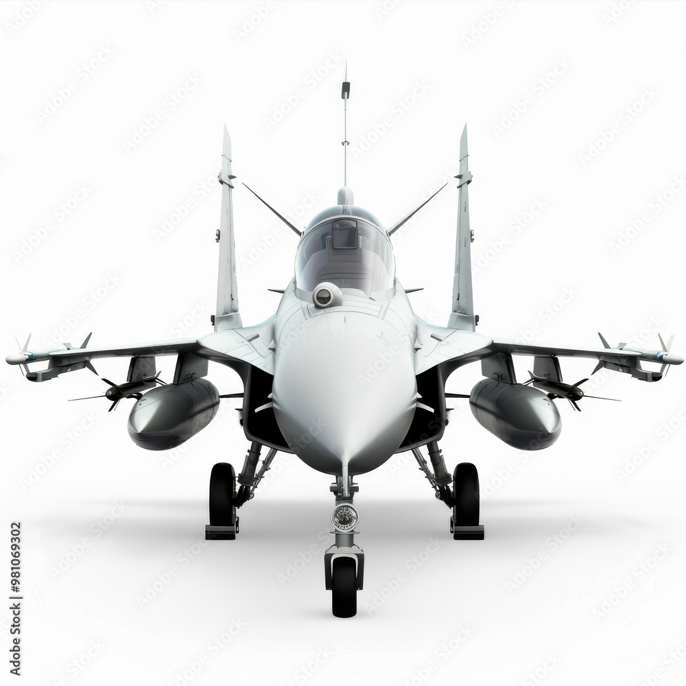 Fototapeta premium Airforce Illustration, Jet Fighter Aircraft Isolated on White Background