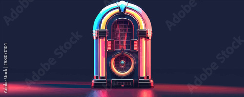 Retro jukebox with colorful lights Vector flat minimalistic isolated illustration