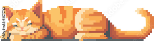 Cute pixelated cat icon pixel art on white isolated background, vector design.