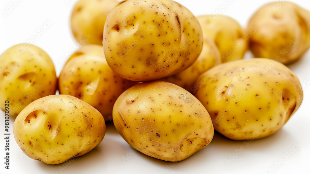 Ripe white potatoes on white background. Ripe white potatoes on white background.