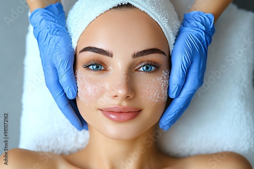 Acid used in cosmetic treatments like chemical peels, exfoliating the skin for a smoother complexion photo