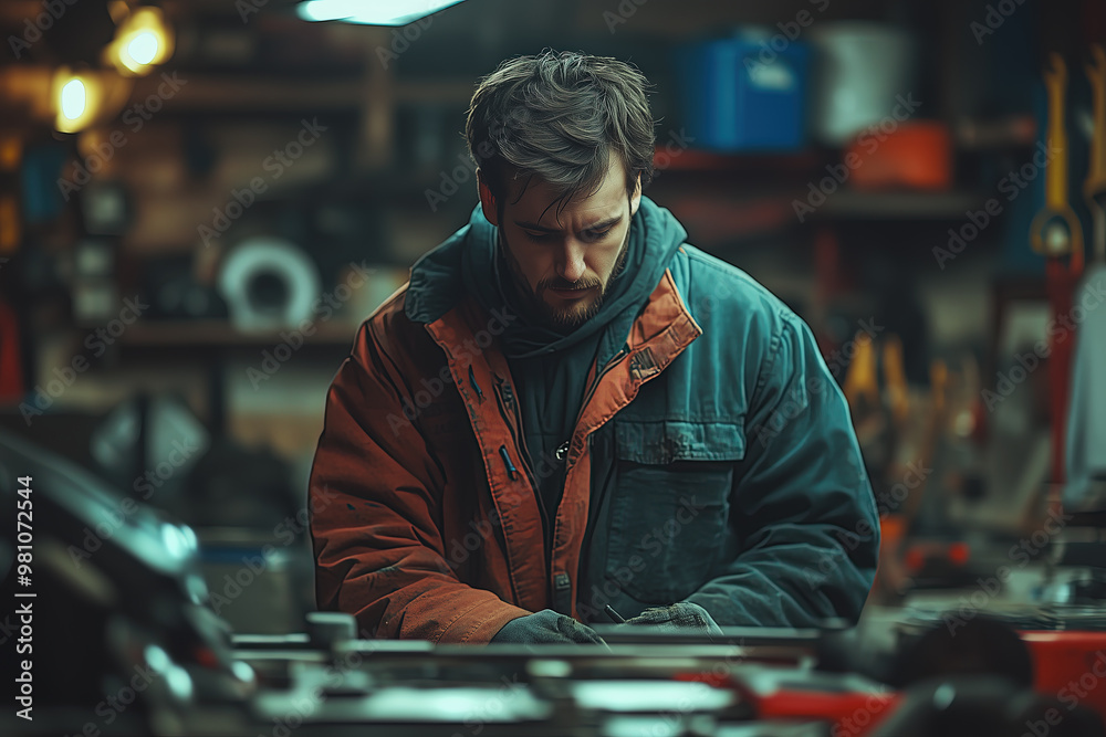 Auto Mechanic at Work in a Garage Auto Mechanic at Work in a Garage