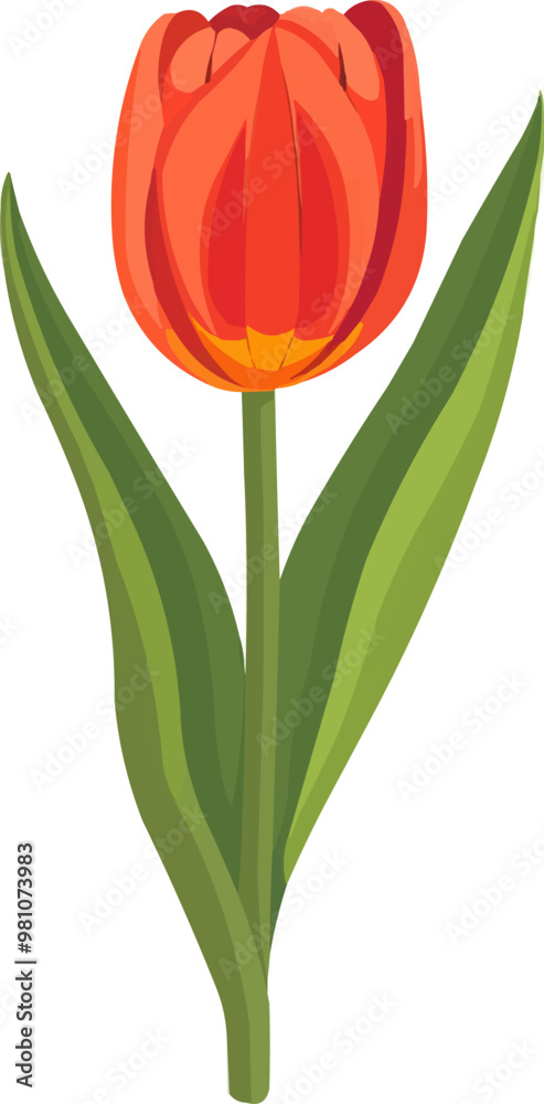 Fototapeta premium Elegant tulip bouquet icon flat on white isolated background, vector design.