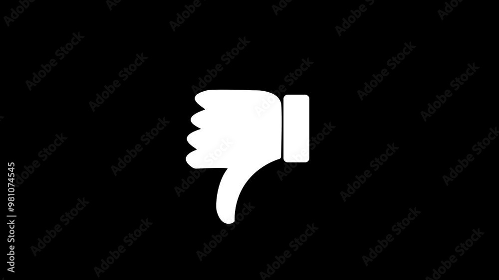 Animation thumbs down dislike icon on black background. Animation thumbs down dislike icon on black background.